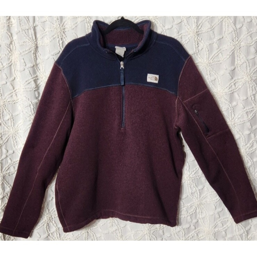 North Face Mens Gordon Lyons‎ Pullover Size XL Maroon Colorblock Q Zip Outdoor